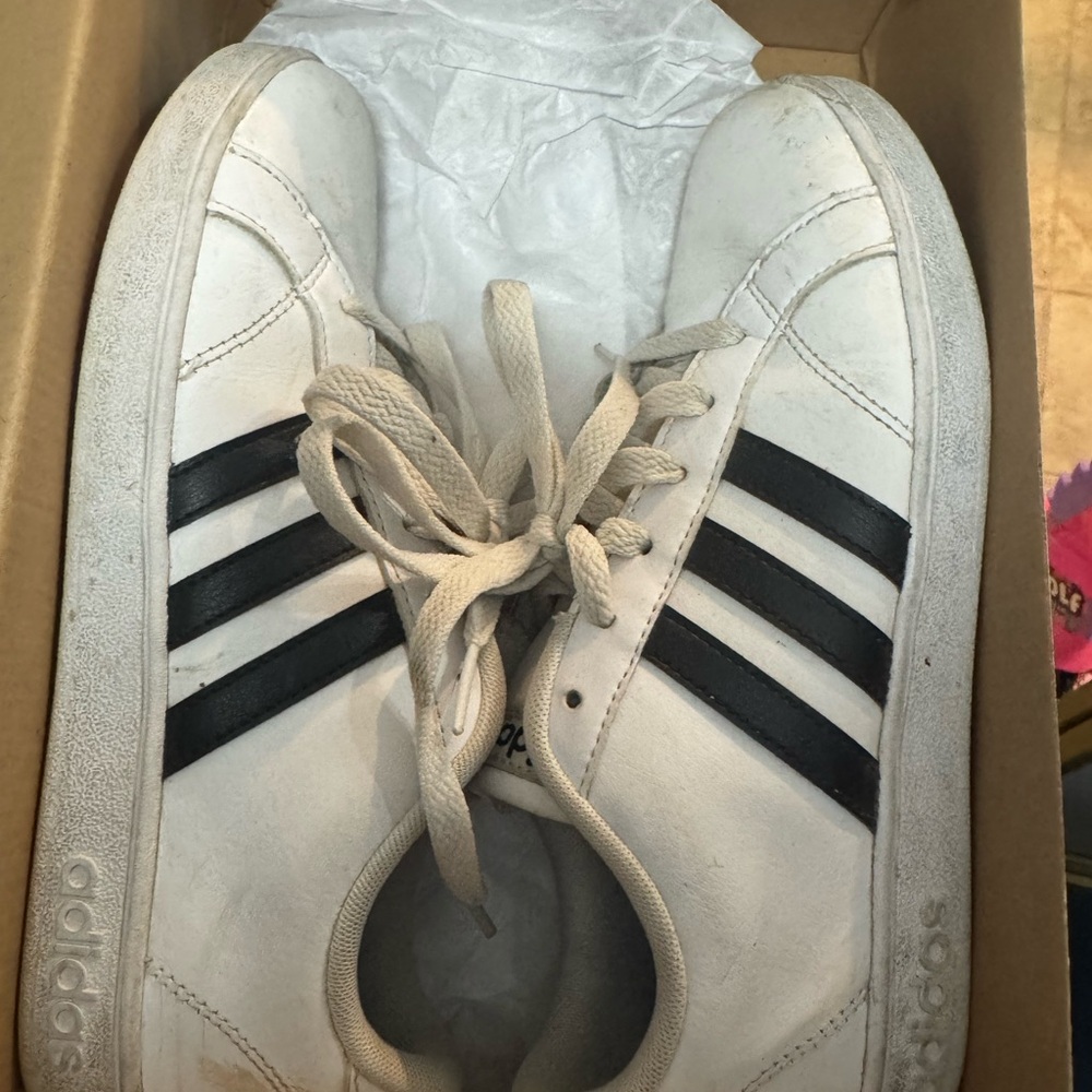 Adidas Classic White and Black Striped Sneakers